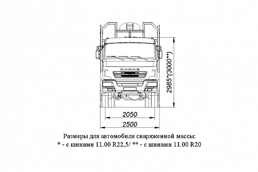 Сортиментовоз с гидроманипулятором VM10L74 (RX) на шасси 65111-3090-50 габаритный чертеж, фото 2